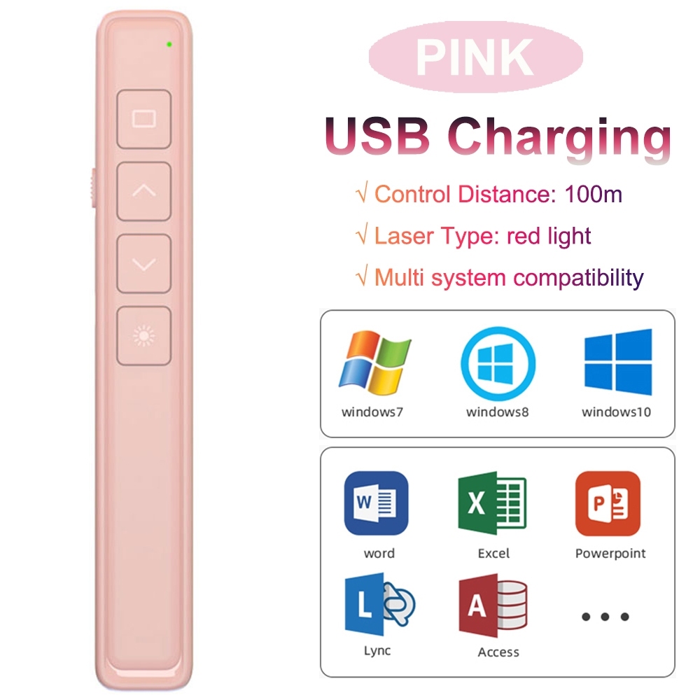 Bút trình chiếu không dây 2.4GHz – Clicker PowerPoint USB, điều khiển từ xa cho giảng dạy & thuyết t