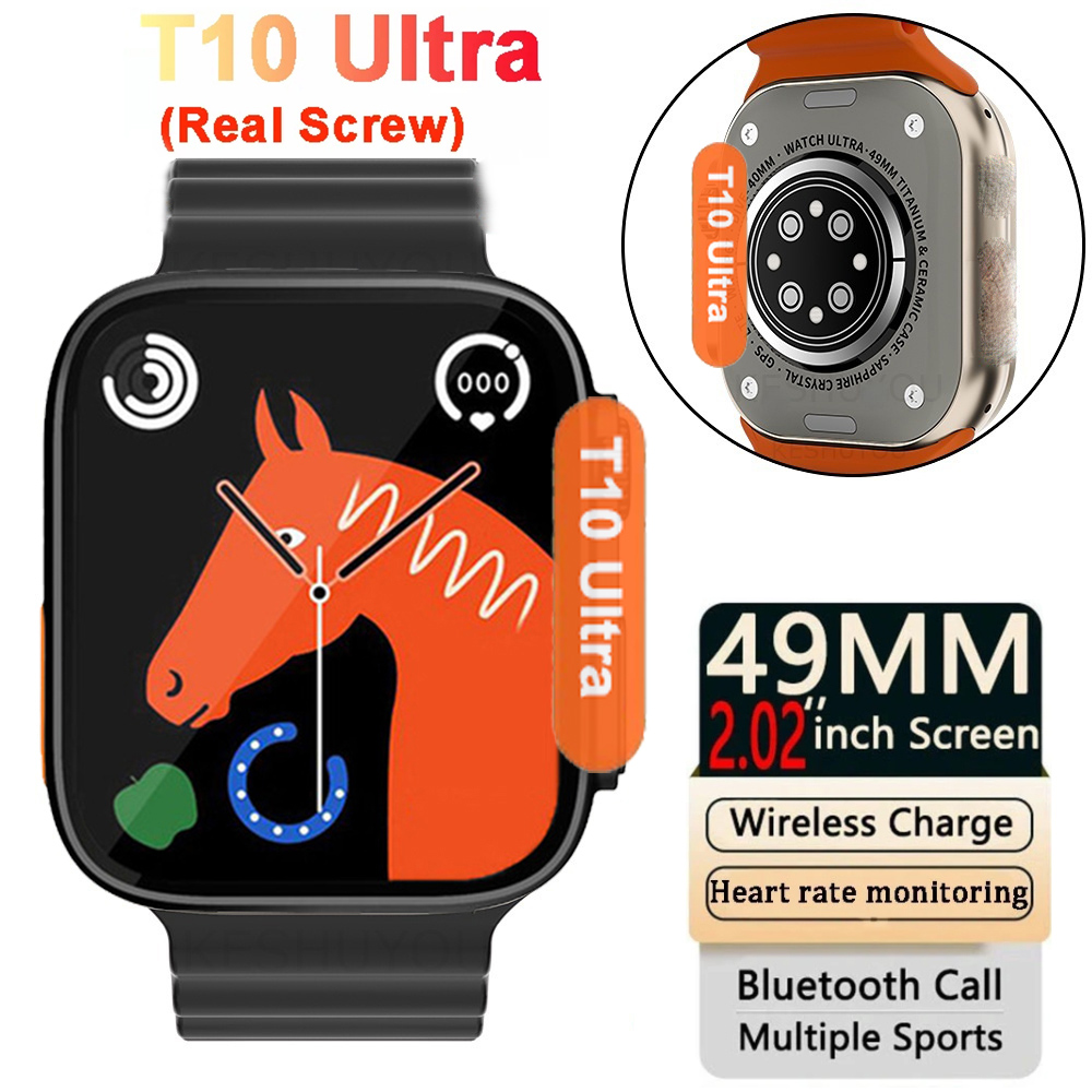 2024 Đồng hồ thông minh mới T10 ultra Real vít Bluetooth gọi Đồng hồ thông minh Series 9 ultra 2 49mm 2.09 Inch màn hình đồng hồ thể thao dành cho nam và nữ