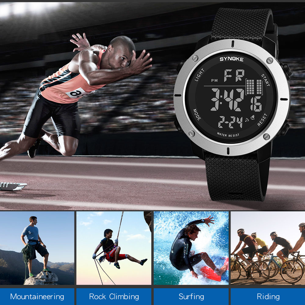 Đồng hồ nam SYNOKE Chống nước Quân đội LED Đồng hồ báo thức phát sáng đa chức năng Đồng hồ thể thao dành cho nam