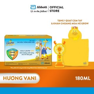 [Tặng Quạt cầm tay & Khăn choàng mùa hè] Thùng 48 hộp Sữa nước Abbott Grow Gold Vanilla 180ml