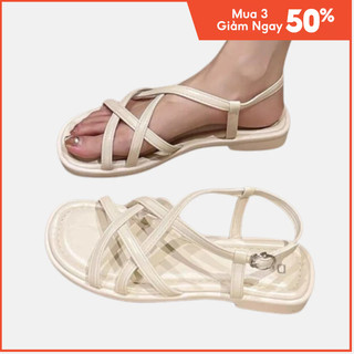 Sandal nữ dây da đeo chéo đi học đi chơi êm chân Mã: QV 42-1