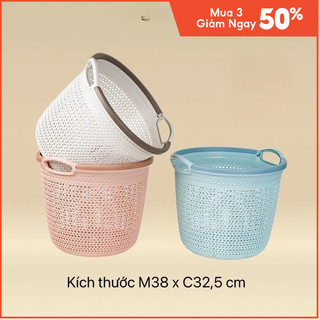 Sọt đan nhựa đựng quần áo, sọt đựng đồ đa năng, giỏ đựng đồ có quai nhựa Việt Nhật Mã: NH189
