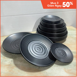Đĩa tròn gân nhám nhựa phíp Melamine nhiều Size 23cm Việt Nhật Mã: NH396