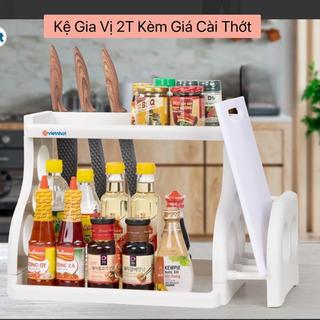 Kệ Gia Vị 2T Kèm Giá Cài Dao Thớt Tiện Lợi Nhựa Việt Nhật NH326