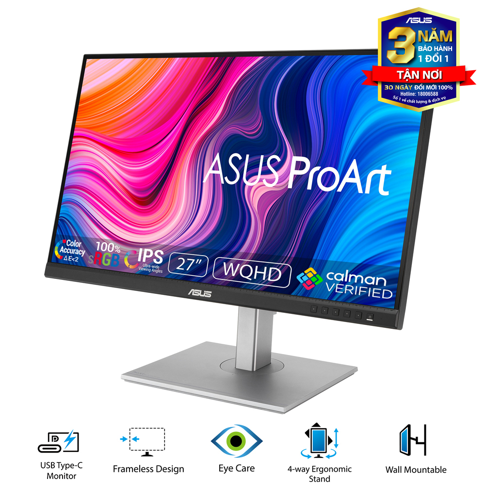 Màn hình ASUS ProArt PA278CV 27" IPS 2K 75Hz USBC chuyên đồ họa | BigBuy360 - bigbuy360.vn