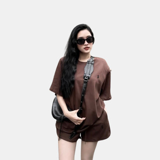 Bộ đồ nữ TIDA OFFICAL thể thao hình thêu NH06.2 nâu