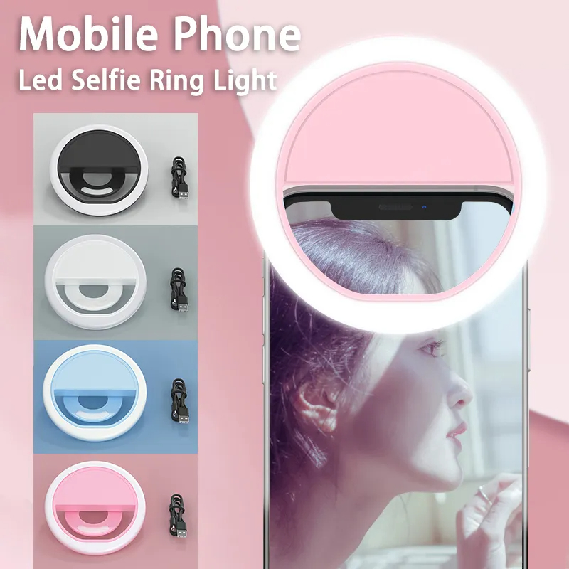 Đèn lấp đầy selfie sạc USB, ống kính điện thoại di động, vòng đèn selfie LED, đèn selfie đa năng cho nhiều mẫu điện thoại di động và máy tính bảng