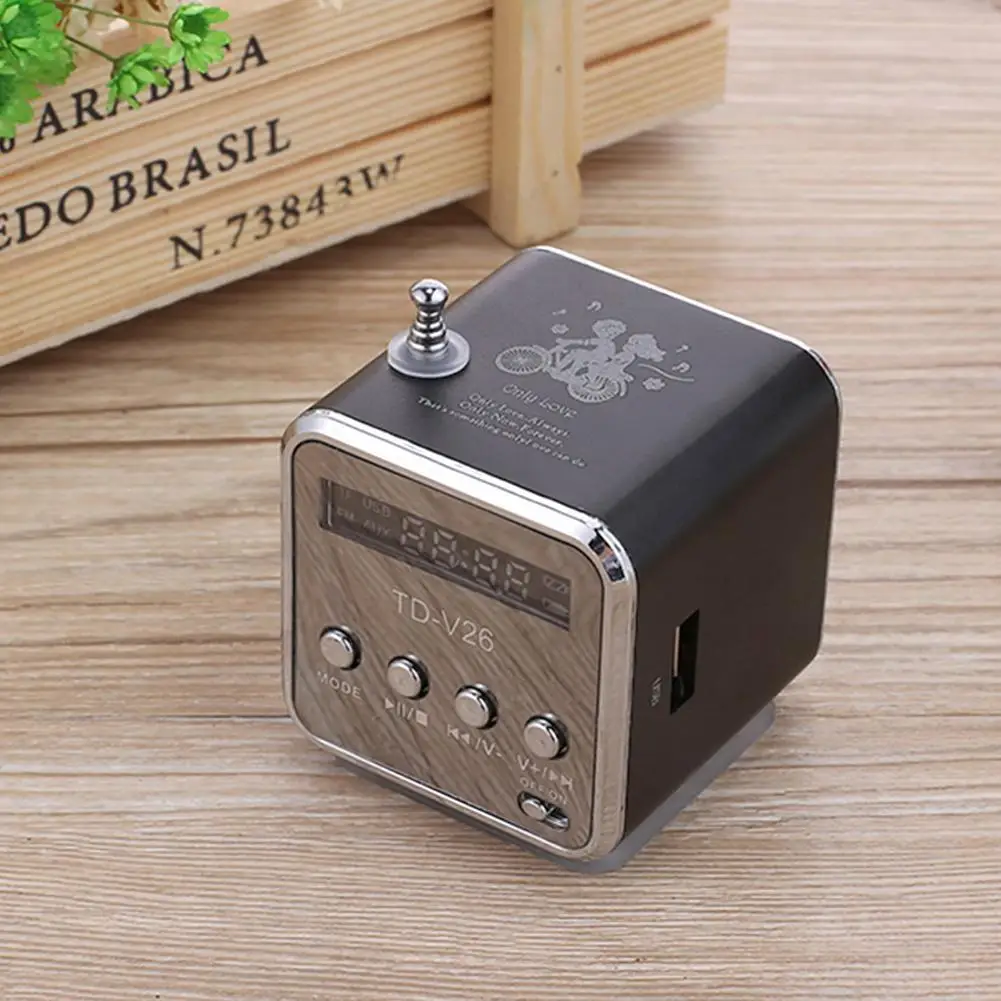 Loa TD-V26 Mini Bluetooth FM Radio Thu MP3 Player Soundbar Hỗ trợ Thẻ TF Loa mini di động