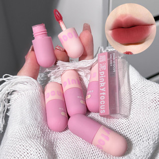 Pinkyfocus Viên Nhỏ Môi Bùn Nhung Môi Men Trơn Làm Trắng Da Mặt Học Sinh Giá Rẻ Matte Matte Son Môi Chống Dính Cốc