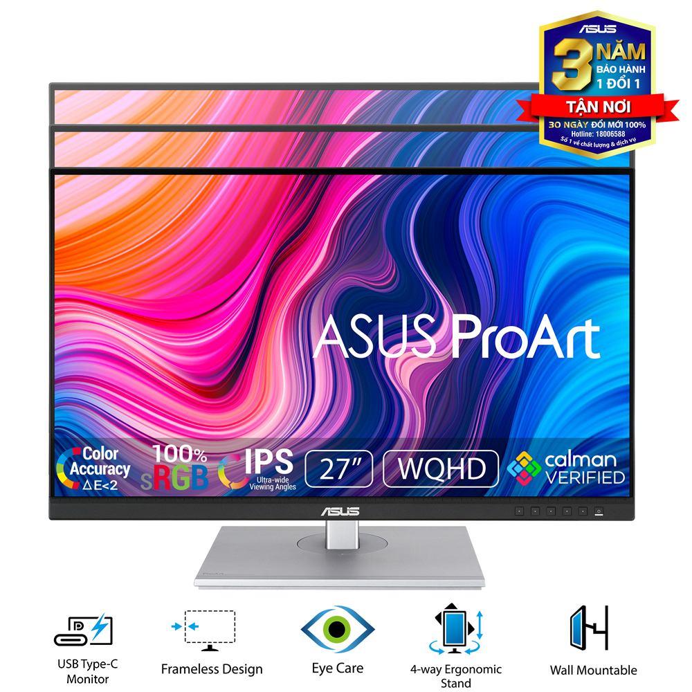Màn hình ASUS ProArt PA278CV 27" IPS 2K 75Hz USBC chuyên đồ họa | BigBuy360 - bigbuy360.vn
