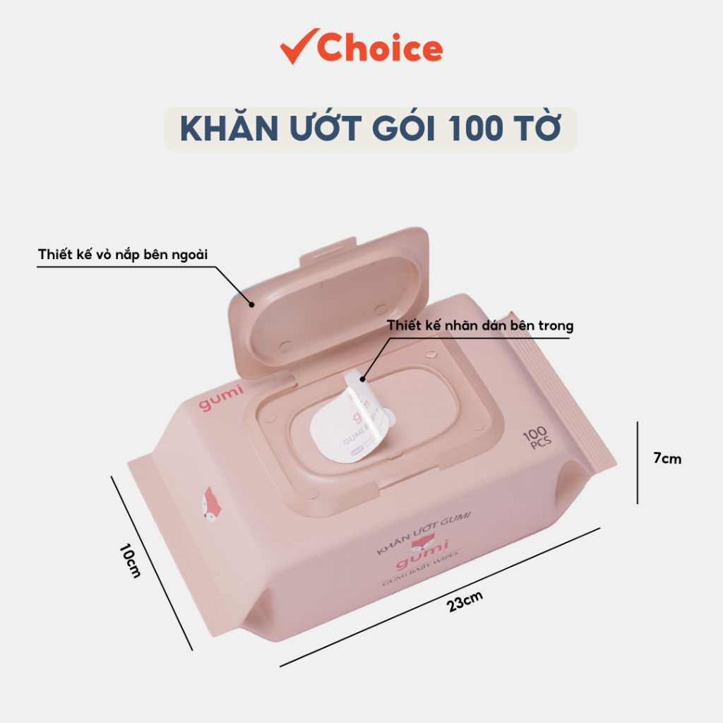 1 gói khăn ướt Gumi không cồn không parabens cao cấp dành cho em bé Mã: GM90