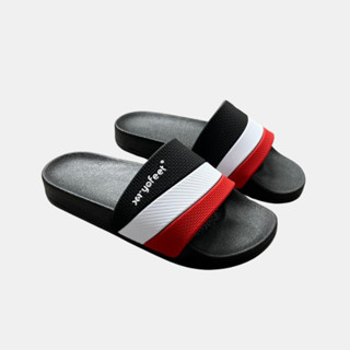 Dép nam nữ Choice XT88 quai ngang bản PHỐI 3 MÀU ĐEN TRĂNG ĐỎ logo xt yofeet