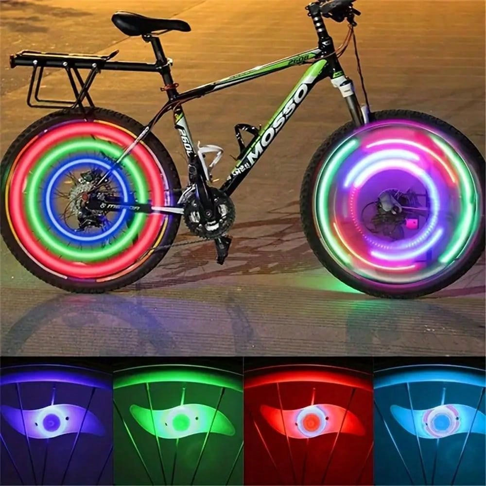 HOT WHEELS Đèn bánh xe đạp Đèn cảnh báo an toàn Đèn xe đạp để đi đêm trước và sau Bánh xe nóng LED lấy cảm hứng Đèn hậu Neon Phụ kiện xe đạp Đèn nói