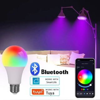 Bóng đèn LED thông minh E27 RGB, Đèn Tuya có Bluetooth, điều khiển ứng dụng, bóng đèn có thể điều chỉnh, 4.5W, trang trí nhà cửa, phòng ngủ, tiệc Giáng sinh