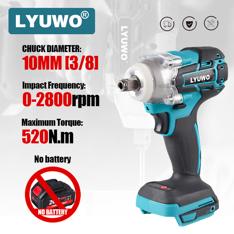 Bộ cờ lê điện cao cấp LYUWO LW-LDD50-NB 520N.m để sửa chữa ô tô (Không bao gồm pin)