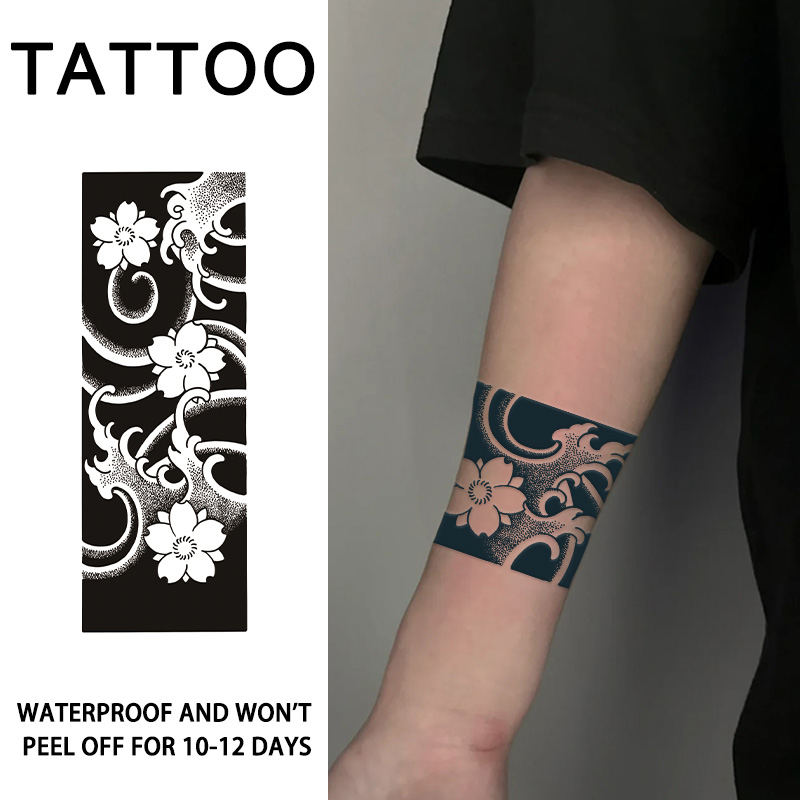 Sakura Wave Herb Hình xăm tạm thời Thiết kế cánh tay không phản quang thực tế Lấy cảm hứng từ nước ép