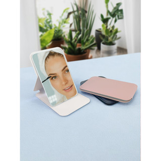 Gương trang điểm có thể gập lại không viền, 1 cái trắng đen sen màu hồng nhỏ mịn tròn góc hình chữ nhật thủy tinh cầm tay túi đựng mỹ phẩm nhỏ gọn gương trang điểm làm đẹp