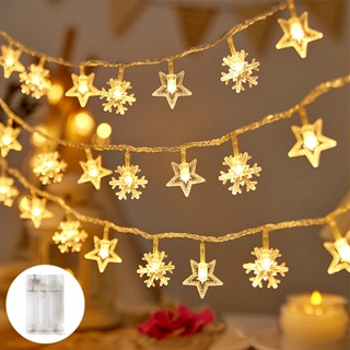  Đèn dây LED hình ngôi sao bông tuyết Giáng sinh Đèn trắng ấm áp chạy bằng pin Đèn cổ tích Thích hợp cho ngày lễ ngoài trời trong nhà Tiệc cưới Cây trang trí sân vườn 