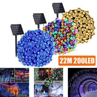 22m 200 LED Năng Lượng Mặt Trời Dây Đèn Điều Khiển Từ Xa Đèn LED Chống Nước Đèn Flash Trang Trí Lễ Hội Sân Vườn Dây Đèn DIY Quà Tặng Cho Năm Mới