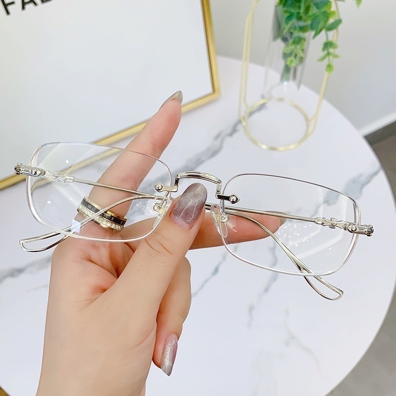 Kính Mắt Chống Bức Xạ Cho Nữ Nam Kính Không Khung 2 Trong 1 Khung Kim Loại Kính Mát