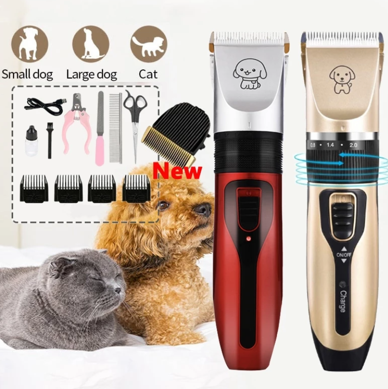 Tiếng ồn thấp Chó Mèo Tông đơ cắt tóc Bộ dụng cụ chải lông thú cưng không dây có thể sạc lại Bộ máy cạo râu điện yên tĩnh kèm lược đính kèm