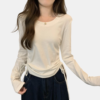 Áo thun kiểu tay dài rút dây hai bên vạt bầu siêu xinh Choice NH87 áo len tăm nữ rút dây hai bên