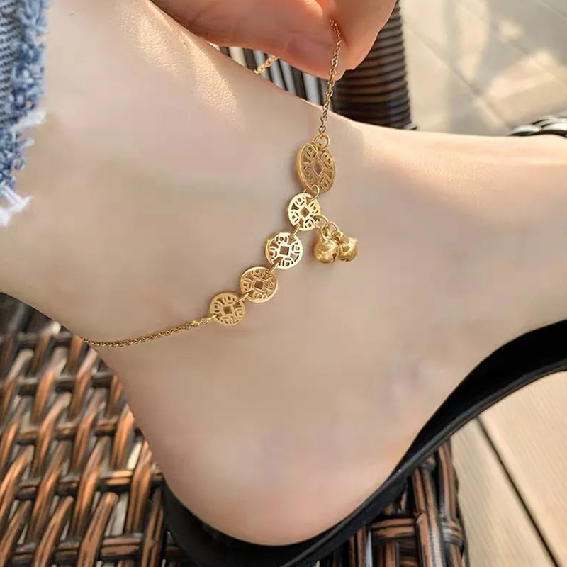  Vòng tay và vòng chân đồng xu phong cách cổ điển làm từ thép không gỉ phù hợp cho nữ. 