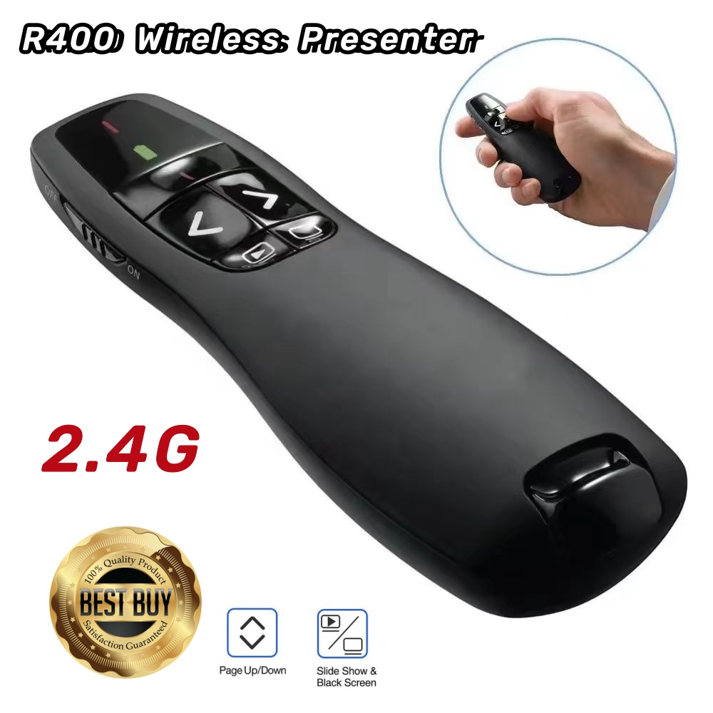 Trình bày không dây R400 Con trỏ Laser đỏ Trình bày điều khiển từ xa PPT