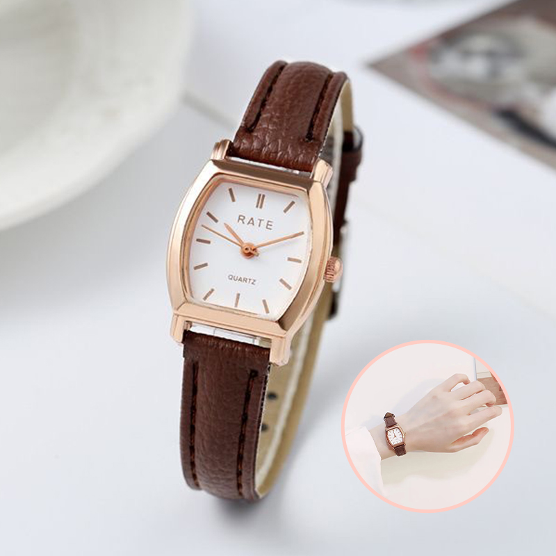 Đồng hồ nữ mặt số Tonneau thời trang Đồng hồ đeo tay thạch anh dây da thông thường