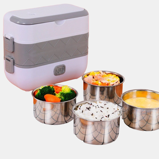 Hộp cơm cắm điện 2 tầng 4 ngăn inox Choice LS1-0144-2 giữ nhiệt hâm đóng và tự nấu chín thức ăn