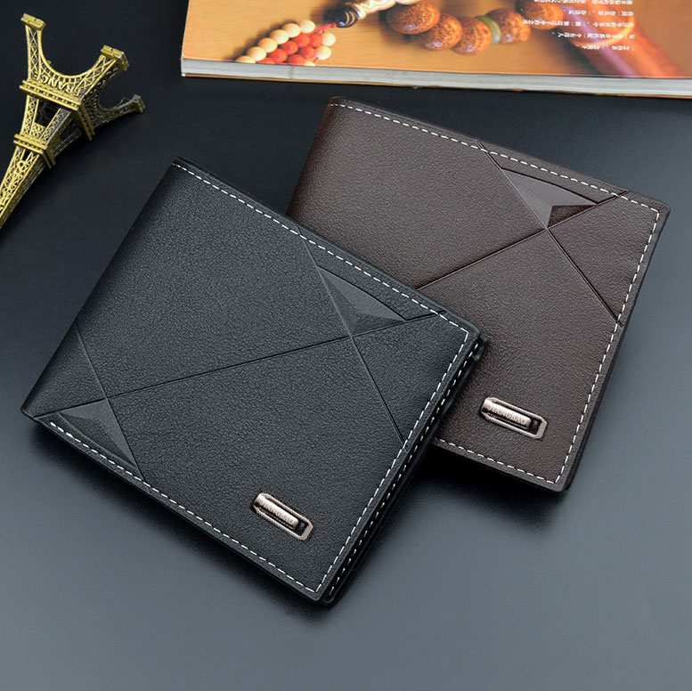 Nam Công Sở Ví Ngắn Thời Trang Đa Năng Ví Bi-Fold Nhiều Thẻ Đựng Thẻ Da PU Dung Tích Lớn Mỏng Ví Mềm