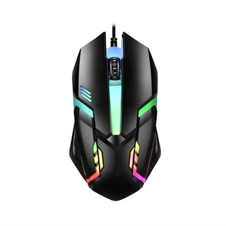 Chuột chơi game có dây usb, led rgb ergonomic 1200dpi 3 nút, tắt tiếng máy tính để bàn văn phòng chuột quang phụ kiện pc cho nam quà tặng màu đen