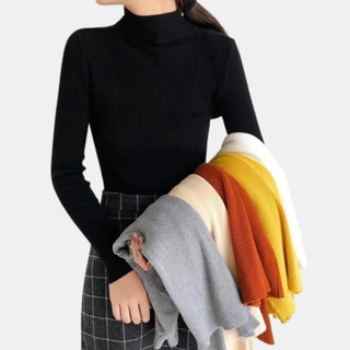 Áo len nữ Choice SC050 cổ ngắn giữ nhiệt 3cm nhiều màu vải thun gân tăm mặc thu đông