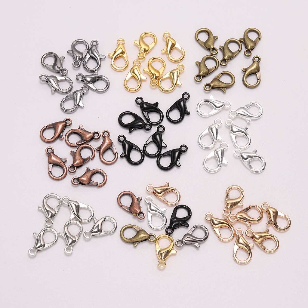 St.kunkka 100 Chiếc Màu Sắc Giữ Hợp Kim Đen Lớn Tôm Hùm Khóa Đính Hạt Phụ Kiện Vòng Cổ Vòng Tay Khóa Tự Làm Phụ Kiện Trang Sức Móc Khóa
