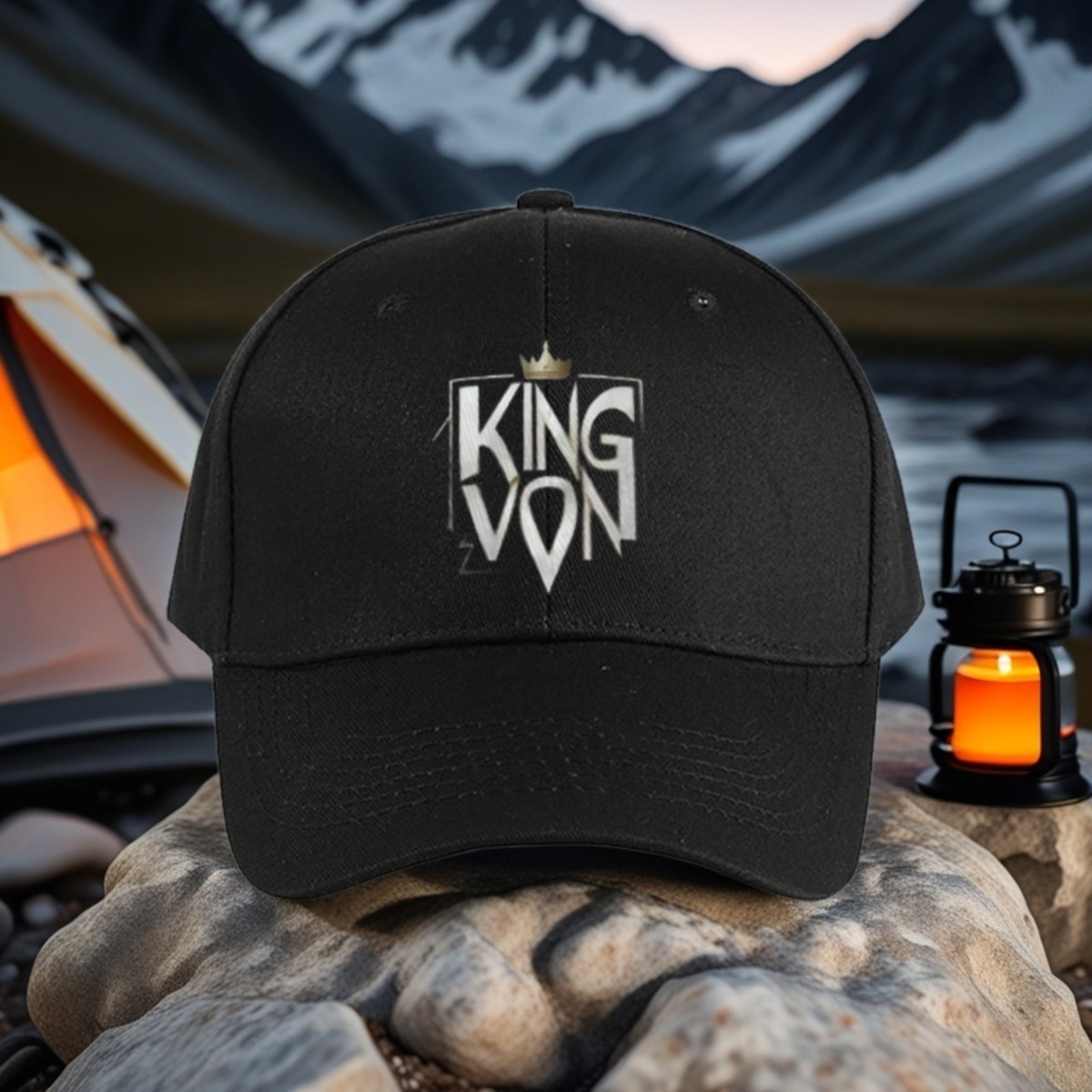 1 cái Mũ Lưỡi Trai Điều Chỉnh In KING VON - Mũ Nắng Polyester Đen Cho Đi Bộ Đường Dài, Chạy Bộ & Pho