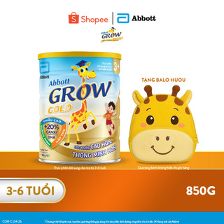   Tặng Balo hươu Grow dễ thương  Sữa bột Abbott Grow 3+ 850g  Mẫu ngẫu nhiên  