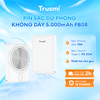  Sạc Dự Phòng không dây Trusmi PD20W MAGNATIC WIRELESS 15W   POWER BANK 5000mAh 
