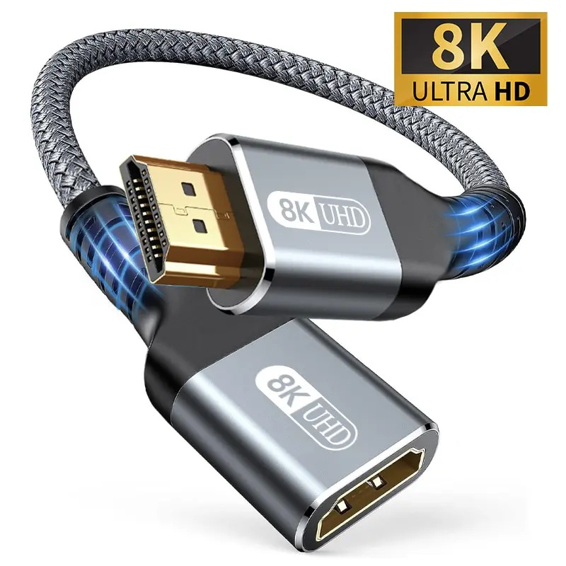 Cáp HDMI 2.1 8K Nam sang Nữ Dây nối dài HDMI Bện 8K@60Hz 4K@240Hz Bộ mở rộng cho Roku TV PS5 HDTV Bl