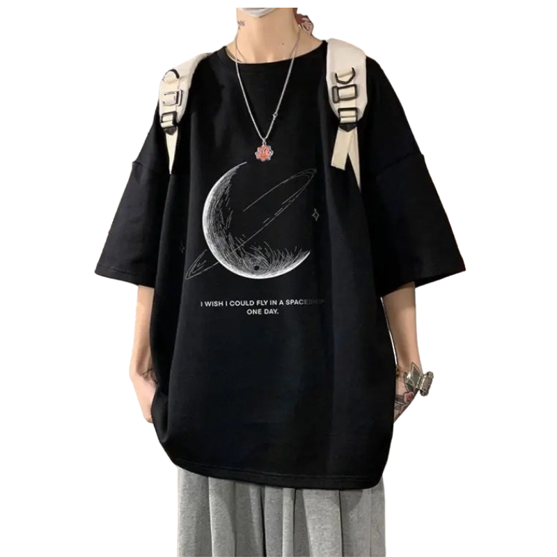 Áo thun trắng tay lỡ unisex Choice HV - 05 form rộng nam nữ hình mặt trăng chất thun