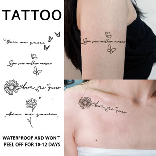 Tiếng Anh Hình Xăm Dán Nữ Chống Thấm Nước Lâu Dài Gợi Cảm Bướm Mô Phỏng Hình Xăm Xương Đòn Cánh Tay Thảo Mộc Bán Vĩnh Cửu Nước ép
