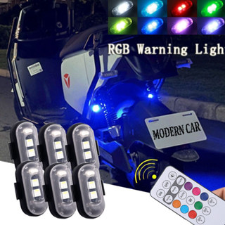 6 Chiếc USB Không Dây Sạc Điều Khiển Từ Xa LED Chống Va Chạm Đèn Cảnh Báo An Toàn Xe Máy Nhấp Nháy RGB Đuôi Đèn Tín Hiệu Mini 4 Cái / 2 Cái / 1 Cái