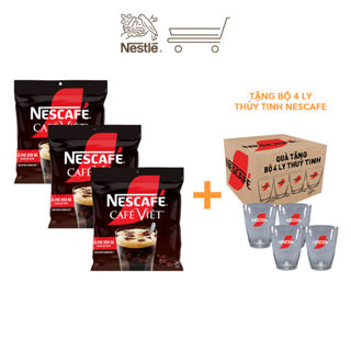 [Tặng Bộ 4 ly thủy tinh Nescafe] Combo 3 Bịch Cà phê đen hòa tan NESCAFE Café Việt (Túi 35 gói x 16g)