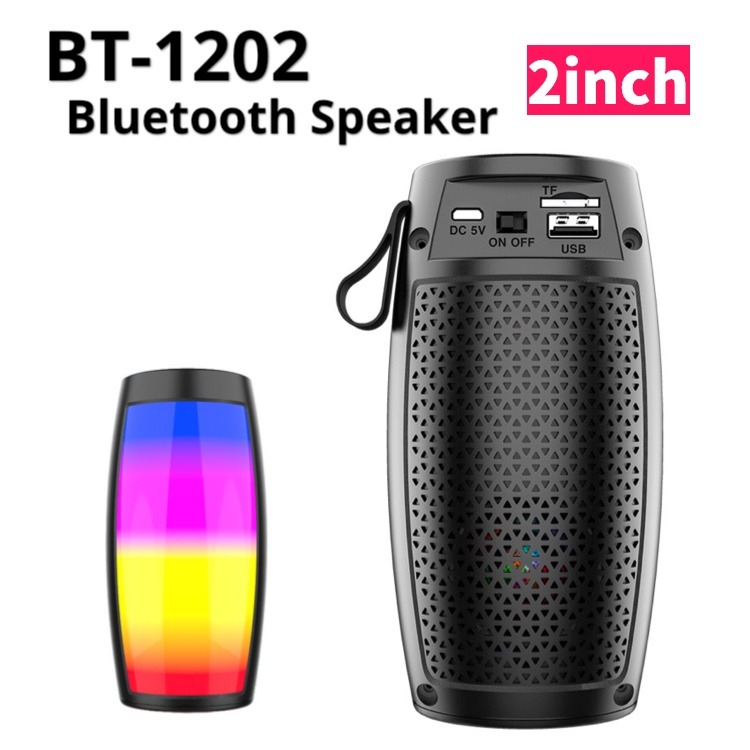 [Shopee Choice] LOA KHÔNG DÂY 1202, LOA BLUETOOTH KHÔNG DÂY SUPER BASS FM RADIO CÓ ĐÈN LED RAINBOW