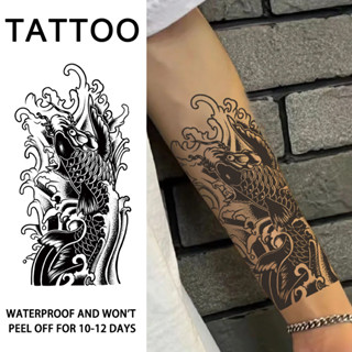 Cổng Rồng Cá Chép Nhảy, Nhãn Dán Hình Xăm Tạm Thời Koi, Chống Thấm Nước Lâu Dài, Nhãn Dán Hình Xăm Thảo Dược Bán Vĩnh Viễn, Mô Phỏng Nam Nữ Không Phản Quang Hình Xăm Giả, Cánh Tay, Chân