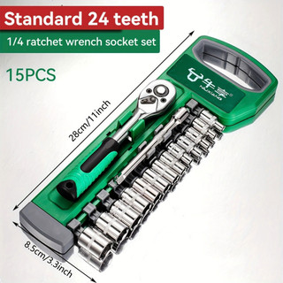 Bộ 15 đầu khẩu 1/4 inch cho cờ lê ratchet dùng trong sửa chữa ô tô và xe máy