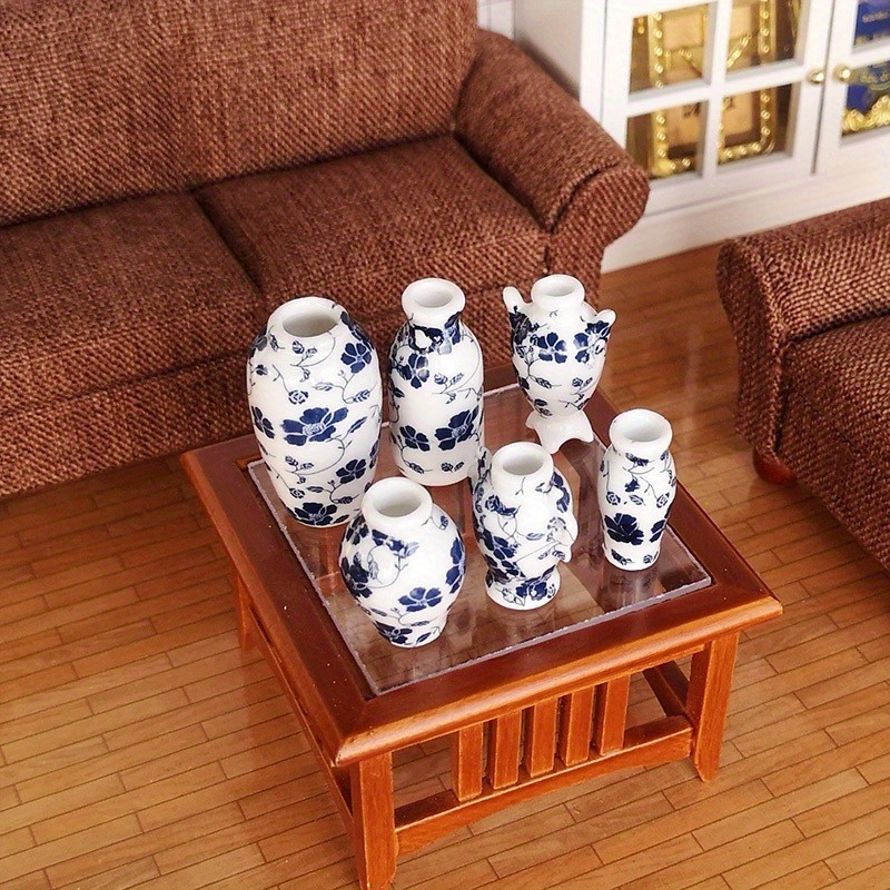 Phụ kiện bình gốm sứ mini Lọ hoa gốm sứ mini Đồ trang trí cảnh quan bể cá siêu nhỏ (7 Cái / bộ)