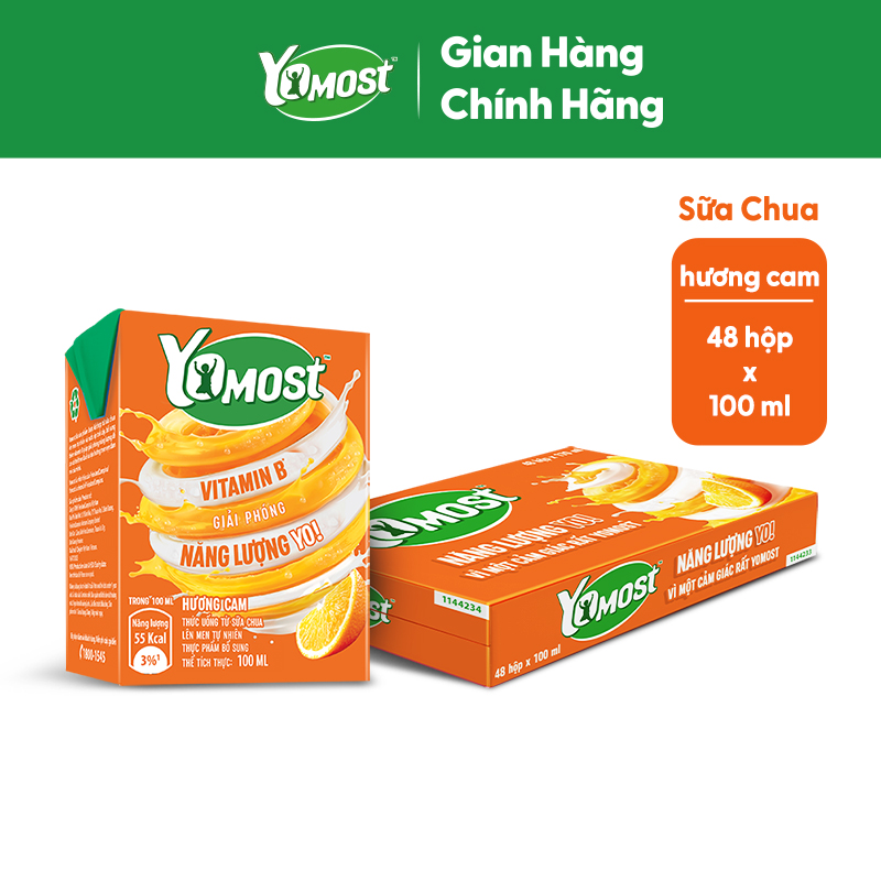 Thùng 48 Hộp Sữa chua uống Yomost vị cam 100ml/hộp
