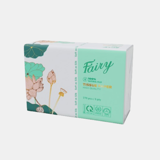 Lốc 5 gói Giấy Ăn Rút Fairy Sen 270 Tờ / 3 Lớp Tiện Dụng,100% Gỗ Tự Nhiên Mềm Mại Bền Dai An Toàn Cho Bé (8936017991050)
