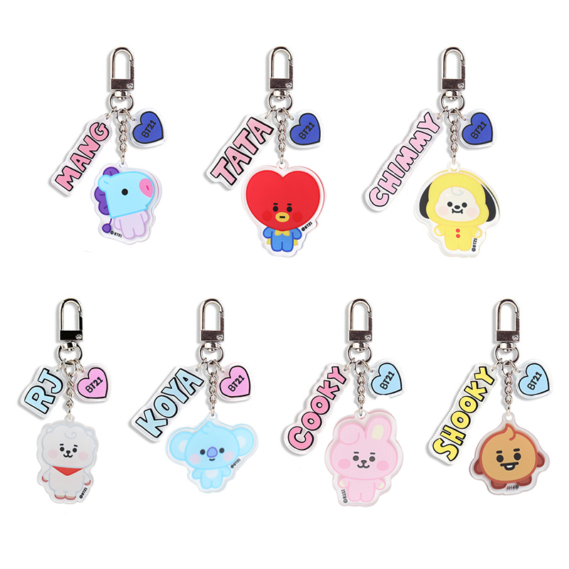 Móc chìa khoá hoạt hình xu hướng cho nữ sinh, móc khóa acrylic BT21 dễ thương.