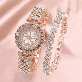 Đồng Hồ Nữ Dây Thép Lưới Mặt Hoa Đính Đá Thời Trang